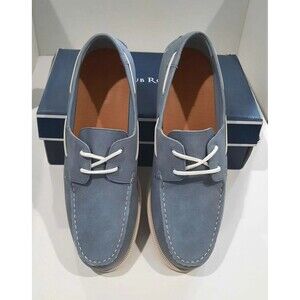 CLUB ROOM Light Blue Elliot Lace-Up Round Moc-Toe Boat Shoes Rubber Sole Size 13